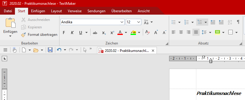 Installierte Schrift in Textmaker Windows fett markiert.