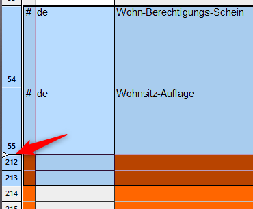 ausgeblendete Zeilen