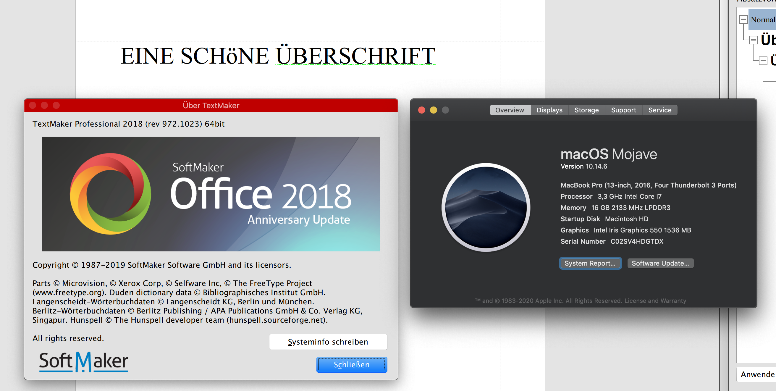Office- und OS-Versionen (tritt auch in 2021 Beta auf)