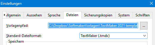 (Beispiel Pfadeinstellung in Textmaker)