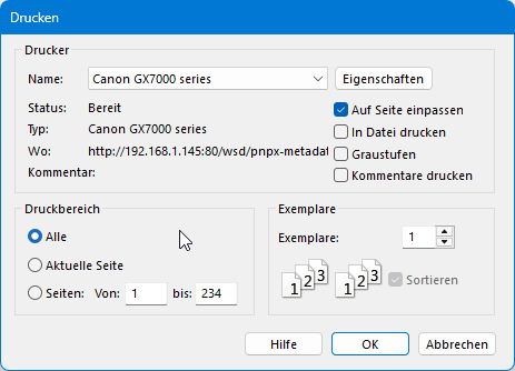Flexi PDF (Drucker funktioniert nicht)