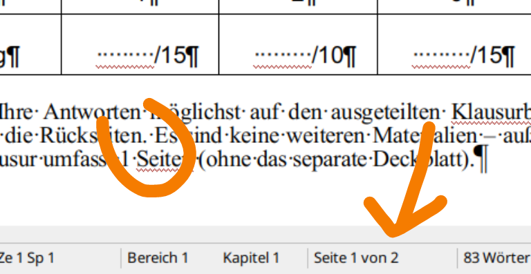 Ausschnitt des vorherigen Bildes: Hervorhebung der Seitenzahlen