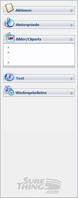 Hier die Darstellung der Menüs. Nur Kreuzchen, welche sich aber auch nicht anklicken lassen